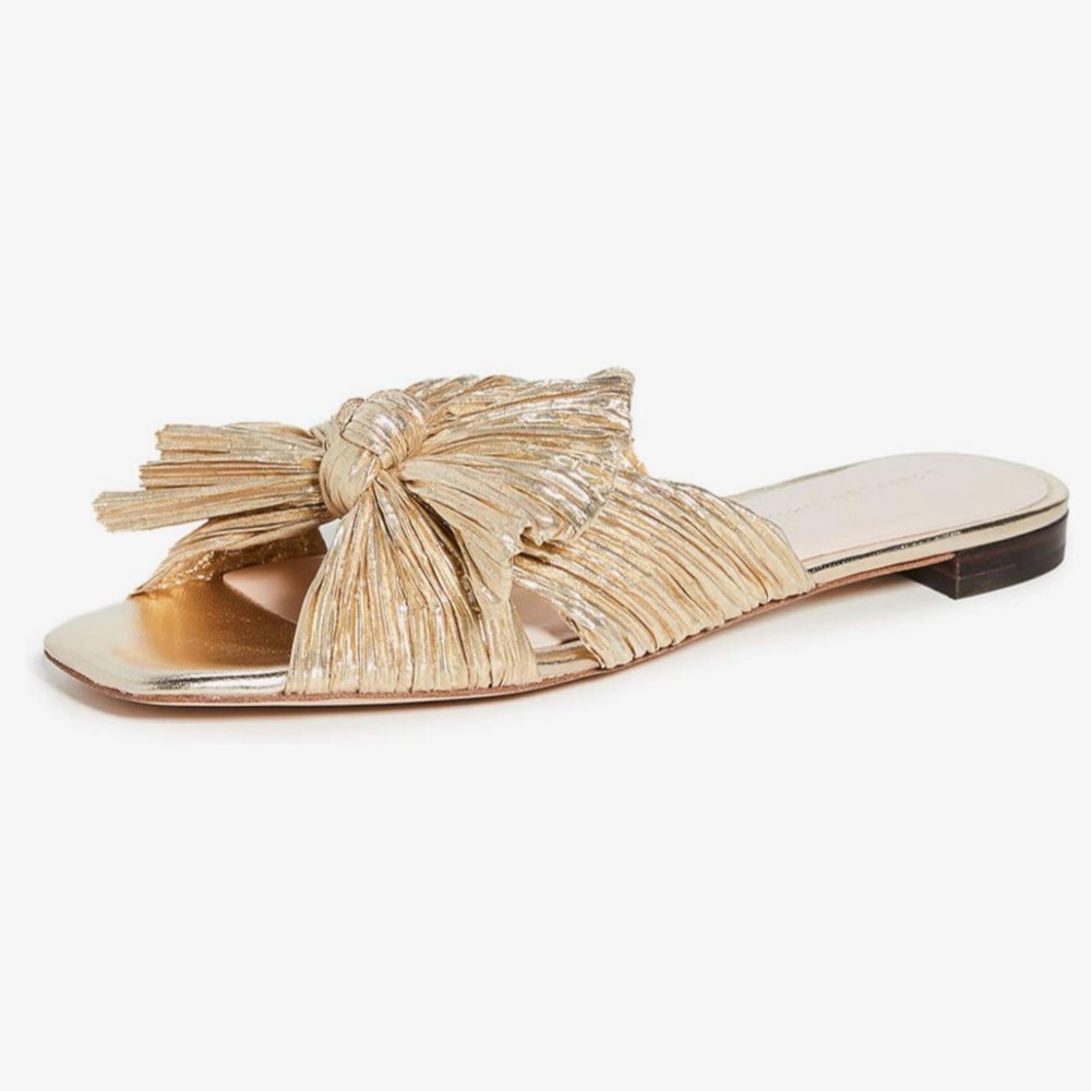 Shop Avara Gold Lame Sandal Elegant Women's Slip-On Flats Dress Up / Down Size 7 - Picture 2 of 12